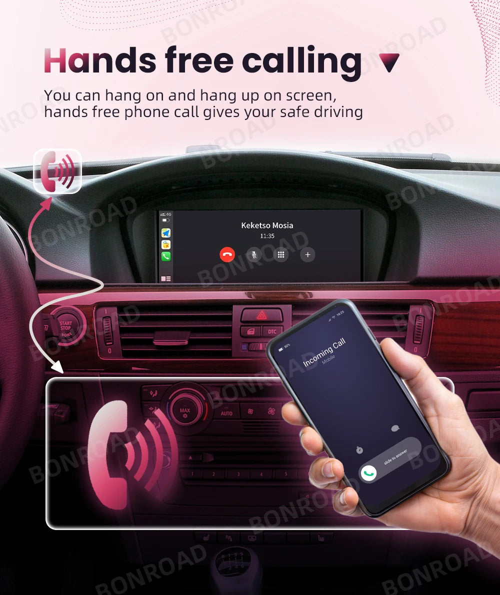 BONROAD Wireless Carplay Touch Screen For BMW 3 5 Series E60 E61 E62 E63 E90 E91 E92 Car Radio Multimedia Player Stereo GPS