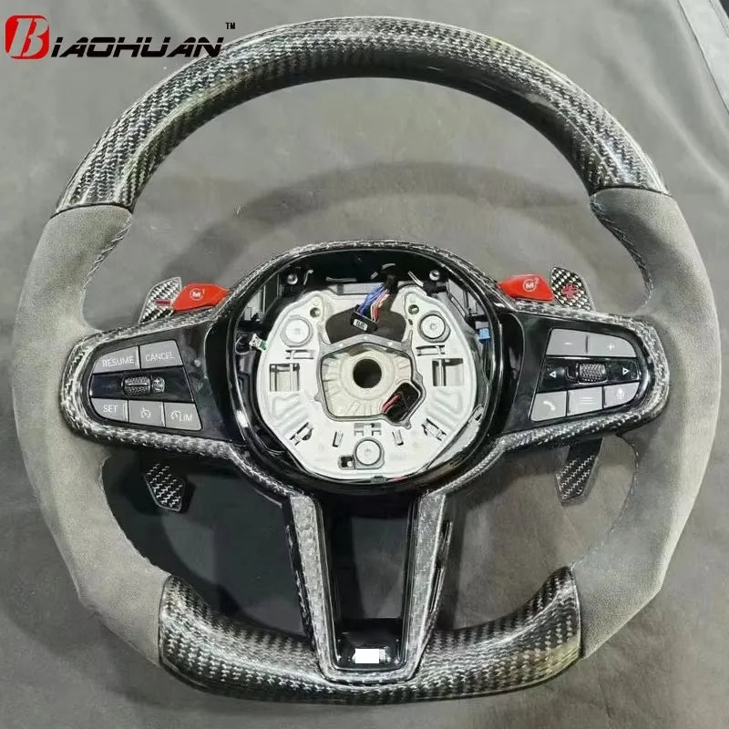 Carbon Fiber Steering Wheel For BMW New X3M X4M X5M X6M M5 F90 F95 F96 F97 F98 2019-2023 Old Upgrade New 2025 M4 Customized