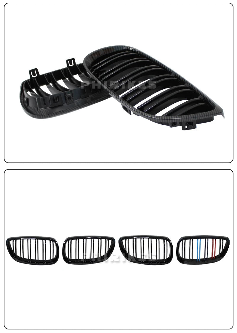 Front Bumper Kidney Grill For BMW E92 E93 M3 2006-2009 Gloss Black Dual Line Grille Car Styling Racing Grilles Replacement Part