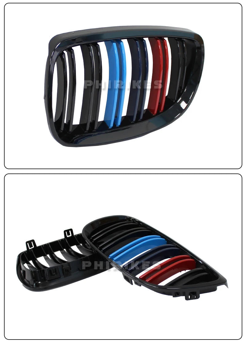 Front Bumper Kidney Grill For BMW E92 E93 M3 2006-2009 Gloss Black Dual Line Grille Car Styling Racing Grilles Replacement Part