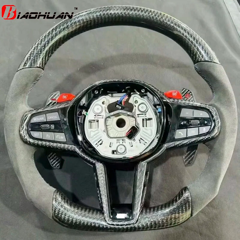 Carbon Fiber Steering Wheel For BMW New X3M X4M X5M X6M M5 F90 F95 F96 F97 F98 2019-2023 Old Upgrade New 2025 M4 Customized