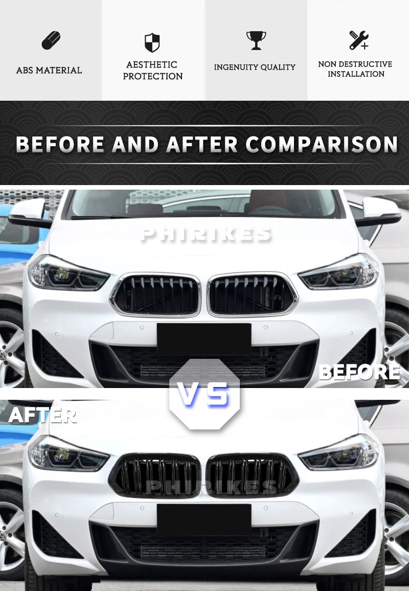 Front Bumper Kidney Grill For BMW E92 E93 M3 2006-2009 Gloss Black Dual Line Grille Car Styling Racing Grilles Replacement Part