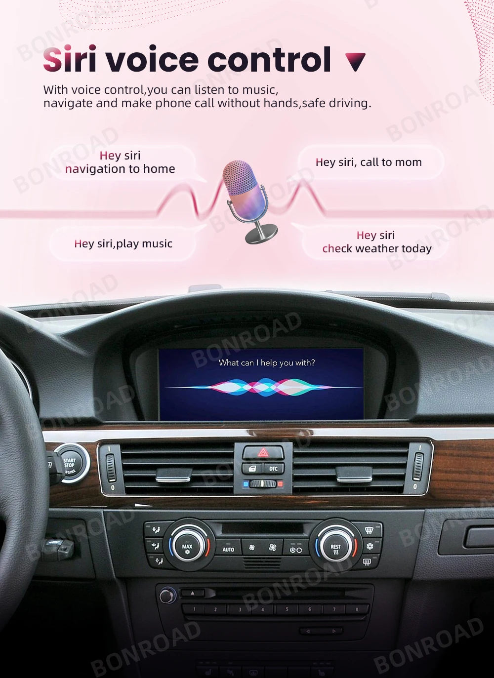 BONROAD Wireless Carplay Touch Screen For BMW 3 5 Series E60 E61 E62 E63 E90 E91 E92 Car Radio Multimedia Player Stereo GPS