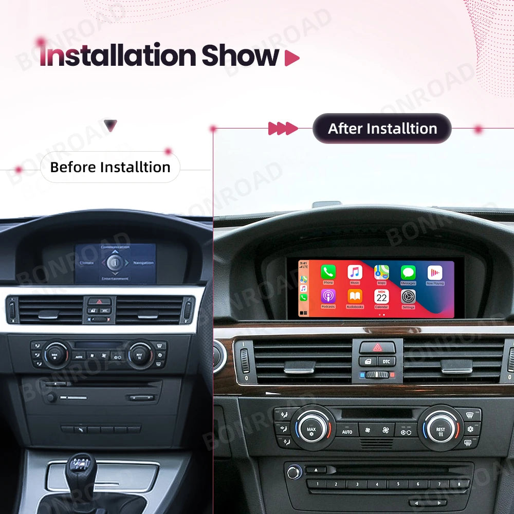 BONROAD Wireless Carplay Touch Screen For BMW 3 5 Series E60 E61 E62 E63 E90 E91 E92 Car Radio Multimedia Player Stereo GPS