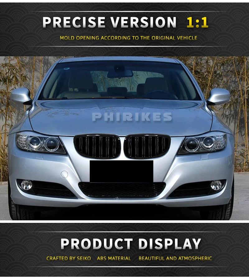 Front Bumper Kidney Grill For BMW E92 E93 M3 2006-2009 Gloss Black Dual Line Grille Car Styling Racing Grilles Replacement Part
