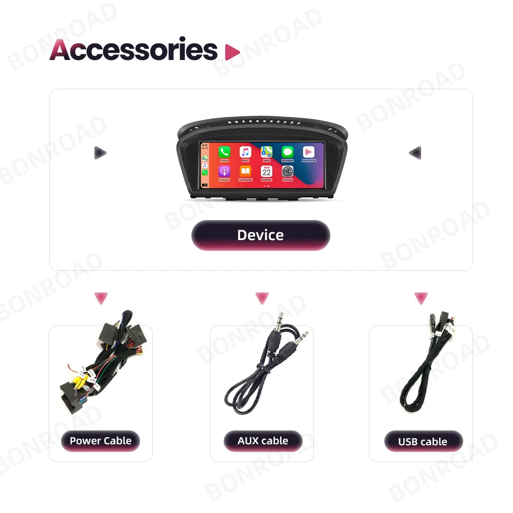 BONROAD Wireless Carplay Touch Screen For BMW 3 5 Series E60 E61 E62 E63 E90 E91 E92 Car Radio Multimedia Player Stereo GPS