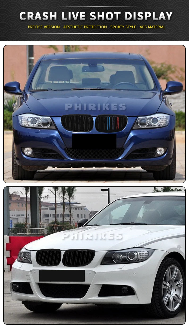 Front Bumper Kidney Grill For BMW E92 E93 M3 2006-2009 Gloss Black Dual Line Grille Car Styling Racing Grilles Replacement Part