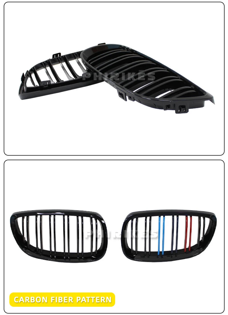 Front Bumper Kidney Grill For BMW E92 E93 M3 2006-2009 Gloss Black Dual Line Grille Car Styling Racing Grilles Replacement Part